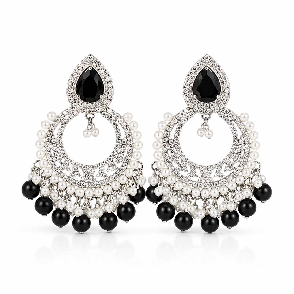 Black Pearl Statement Jhumka Earrings