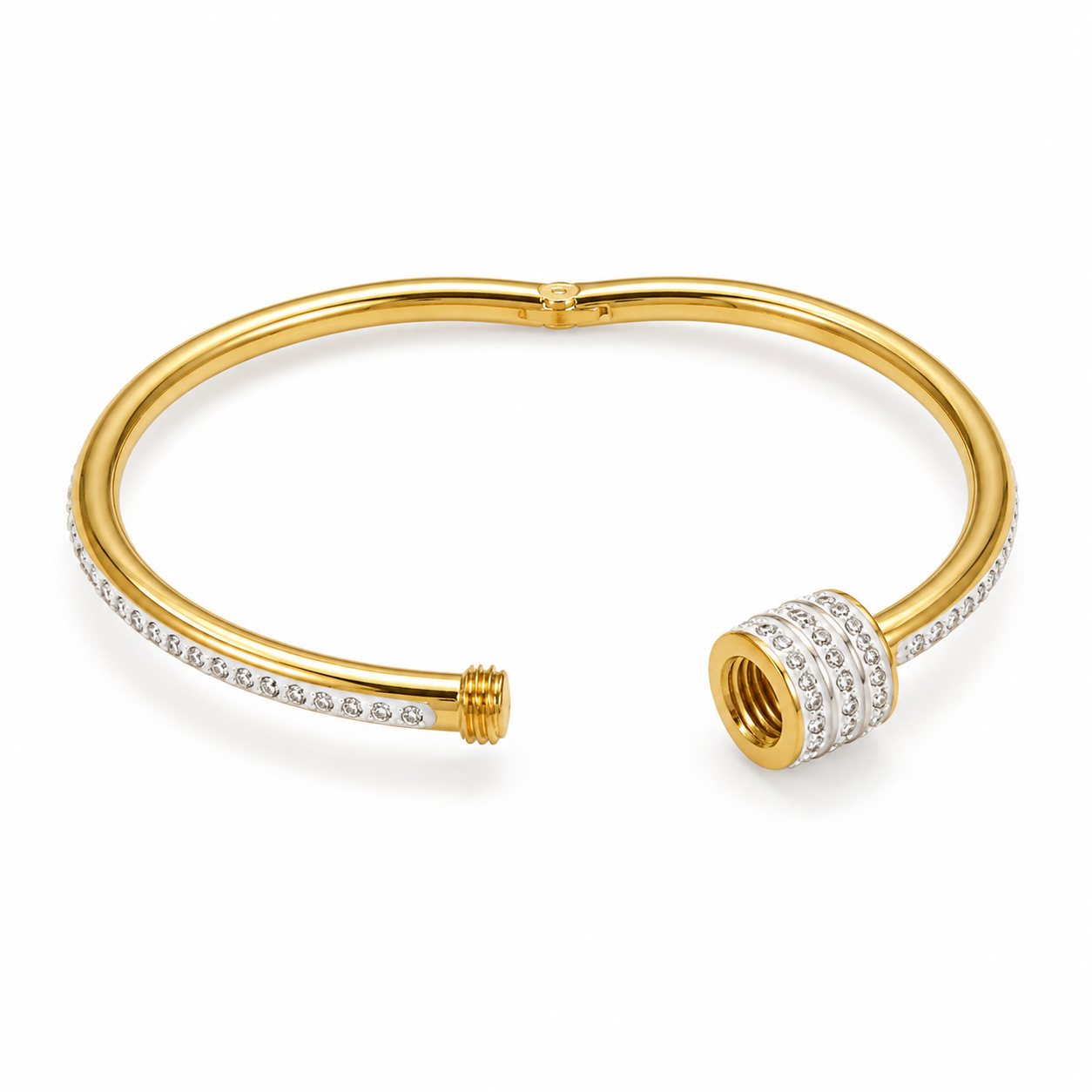 Golden Crystal Orbit Bangle Bracelet
