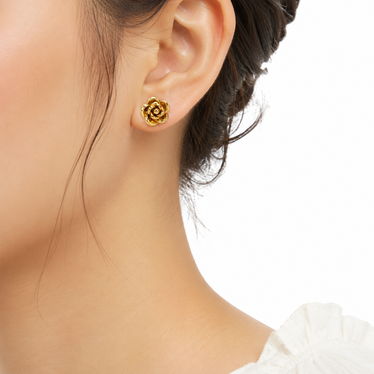 Gold Bloom Flower Stud Earrings