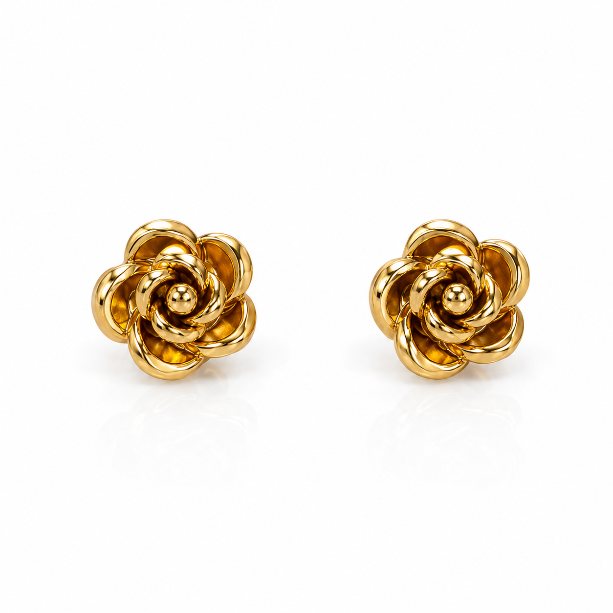 Gold Bloom Flower Stud Earrings