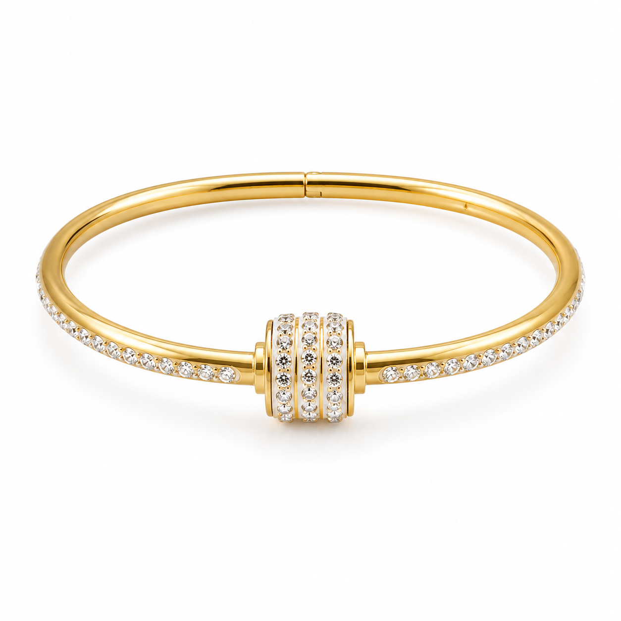 Golden Crystal Orbit Bangle Bracelet