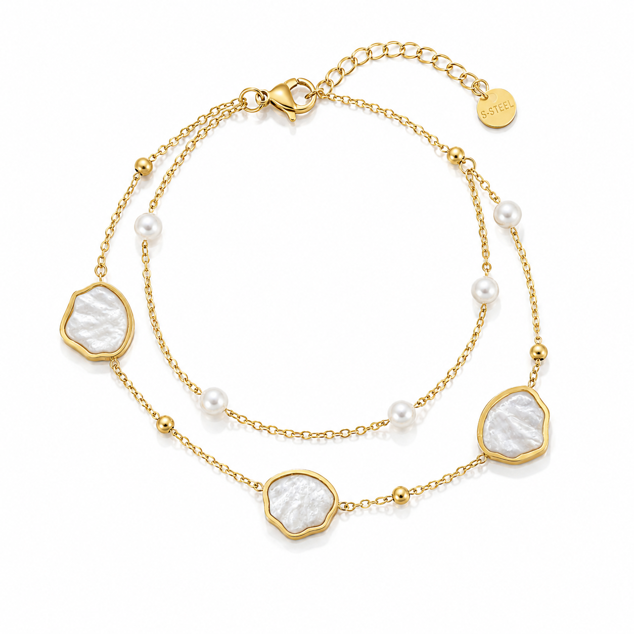 Golden Pearl Layered Bracelet