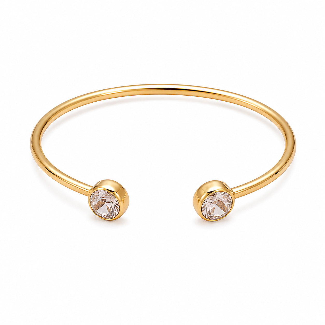Golden Solitaire Adjustable Cuff Bracelet