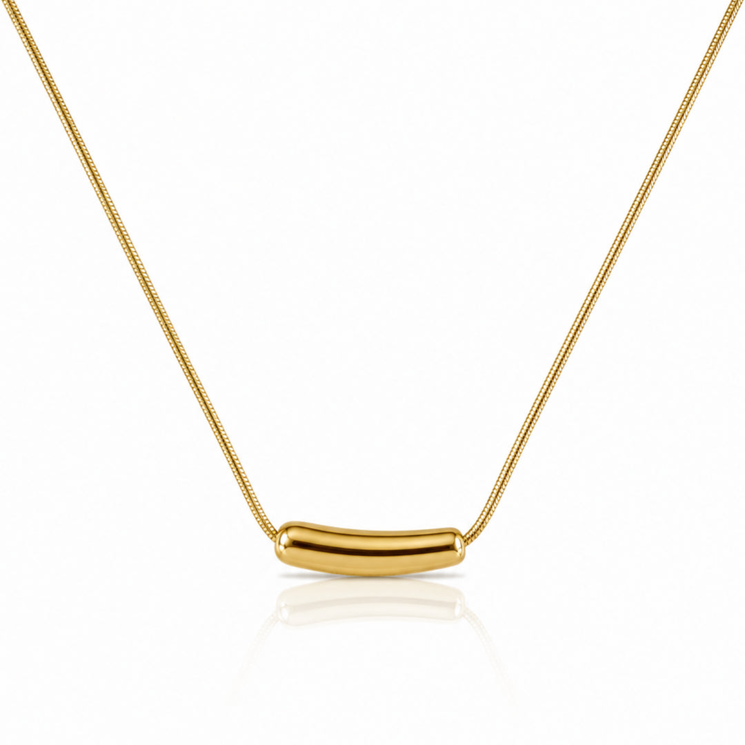 Minimal Curved Bar Necklace – Gold