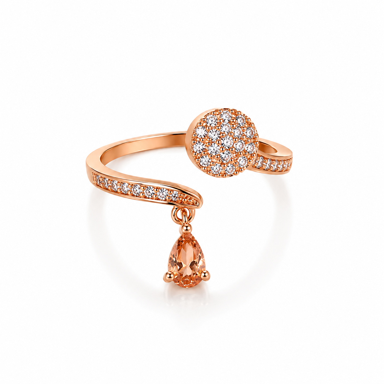 Rose Gold Teardrop Adjustable Ring